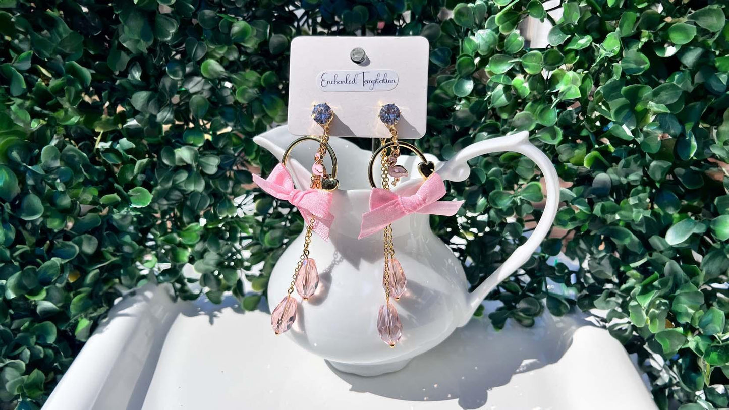 Flamingo Bow Dangle Earrings