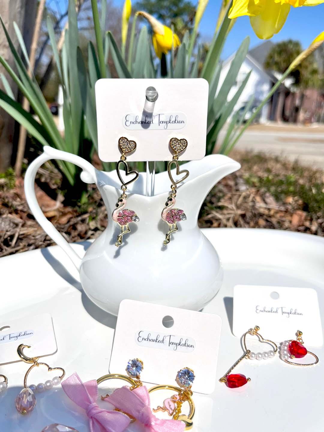 Flamingo Heart Earrings