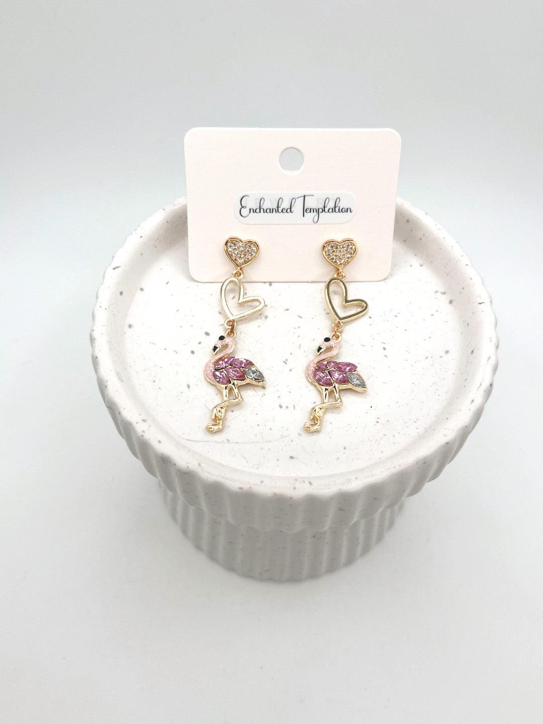 Flamingo Heart Earrings