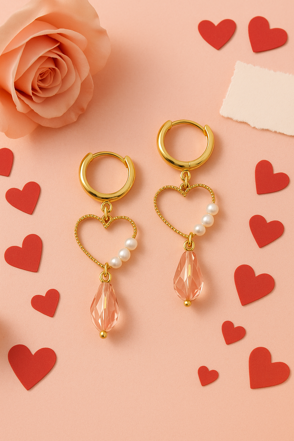 Gold Heart Huggie Hoops