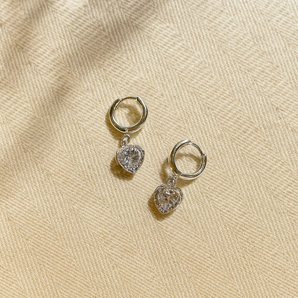 Zirconia Pendant Huggie Hoop
